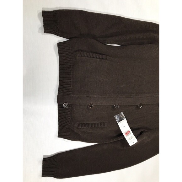 NWT Lauren Ralph Lauren Large Brown Waffle Knit Cowl Neck Button Sweater - Picture 2 of 9